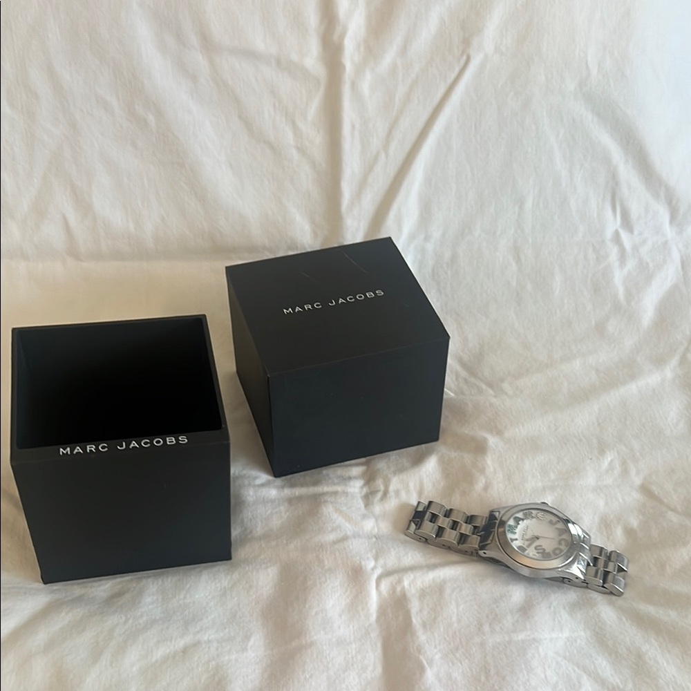 Marc Jacobs Silver Tone Watch with Black Box